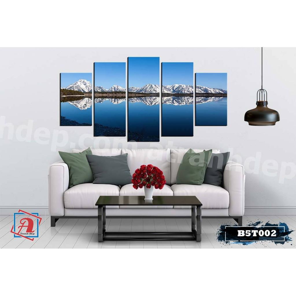 Bộ 5 tranh canvas treo tường phong cảnh núi tuyết – B5T002