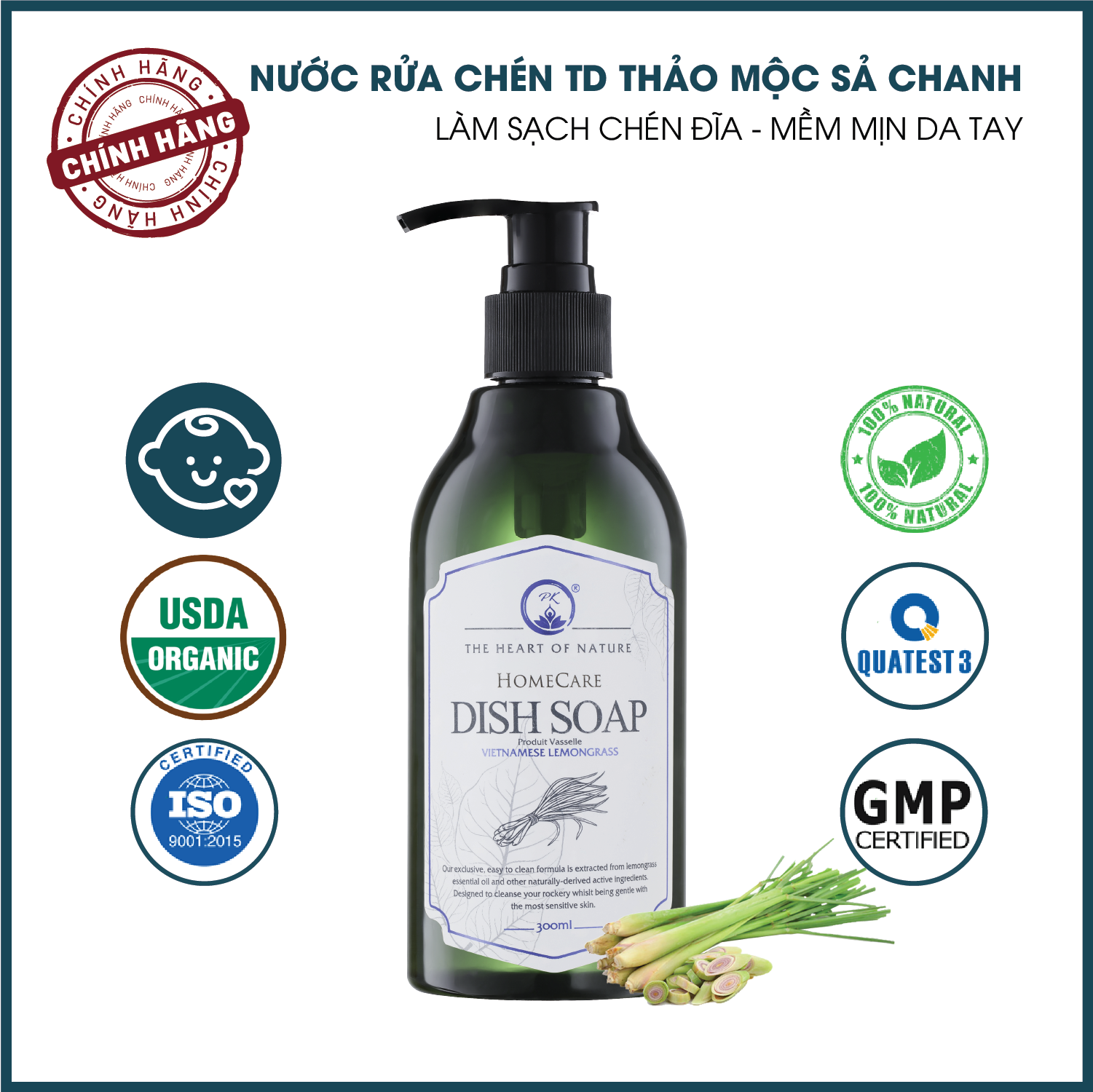 Nước rửa chén tinh dầu thảo mộc PK 300ml - Bưởi