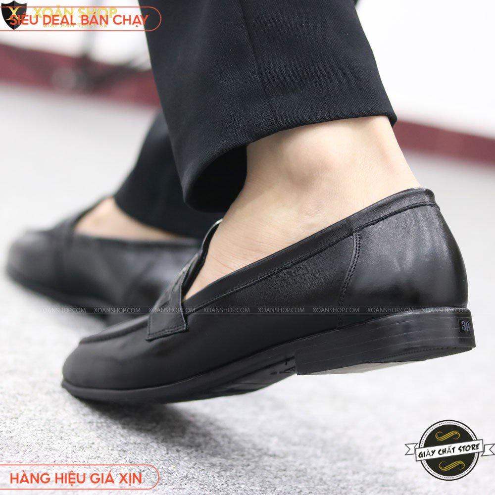 FREESHIP - GIÀY LƯỜI NAM DA Pu 100%,  ĐAI CHẤM, ĐẾ CAO SU ĐÚC KHÂU CHẮC CHẮN - MÃ X084 ĐEN