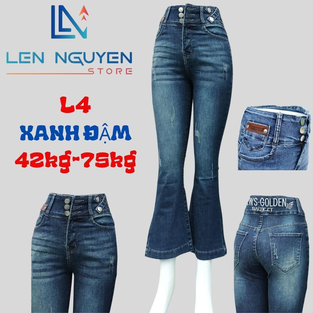 L4_Quần jean nữ, loe, lưng cao, quần bò nữ dáng ôm, quần rin nữ có big size, cho 42kg đến 75kg,LEN NGUYEN STORE - Xanh Đậm