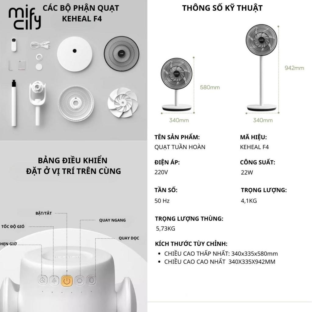 Quạt Tích Điện Xiaomi Keheal F4, 3 Mức  Gió, Chạy Êm, Có Điều Khiển, Hẹn Giờ Tắt, Pin Tới 15h, BH 12 Tháng