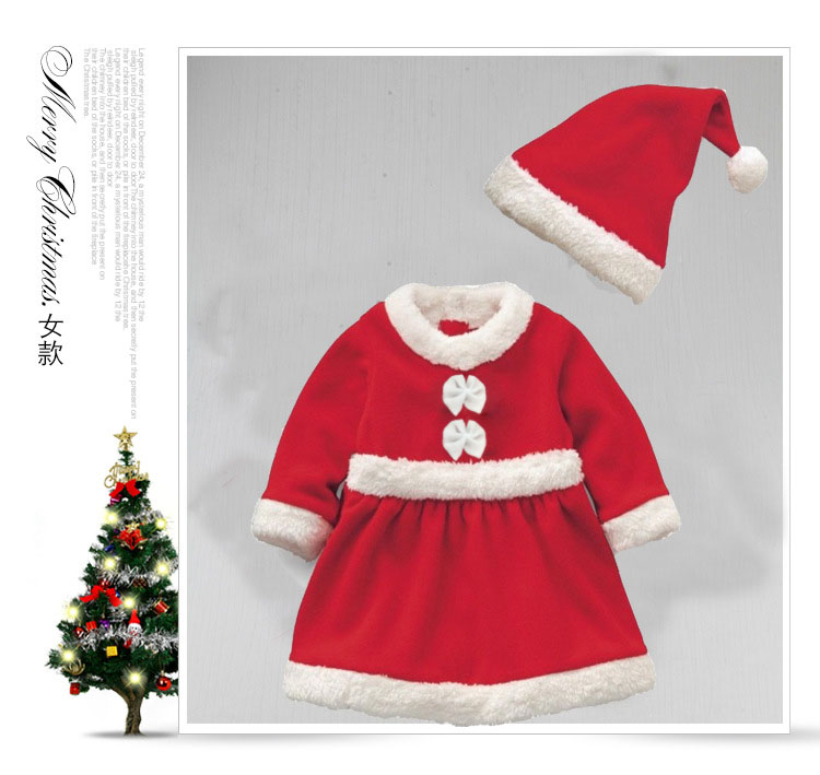 Hình ảnh Bộ Trang Phục Váy Liền Noel Dành Cho Bé Gái Gồm Nón