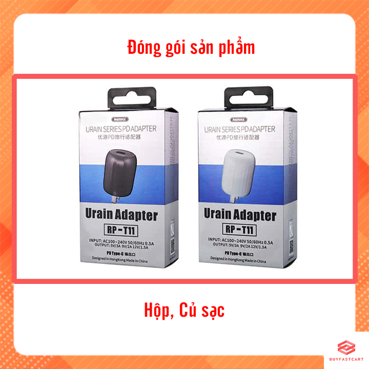 Củ sạc nhanh 18W Remax RP-T11 Màu Trắng - Cổng Ra Type C - Hàng chính hãng