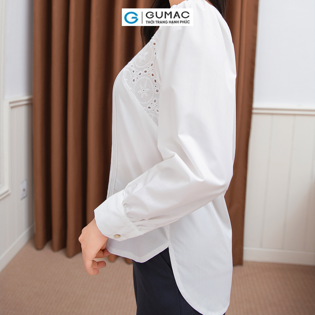 Áo kiểu đô phối vải thời trang GUMAC AD10003