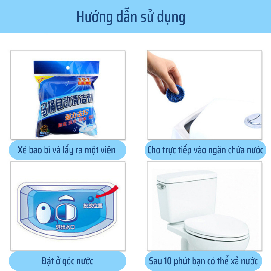 Viên Thả Bồn Cầu Tẩy Sạch Mảng Bám Khử Mùi Hiệu Quả Diệt Vi Khuẩn An Toàn Tiện Lợi