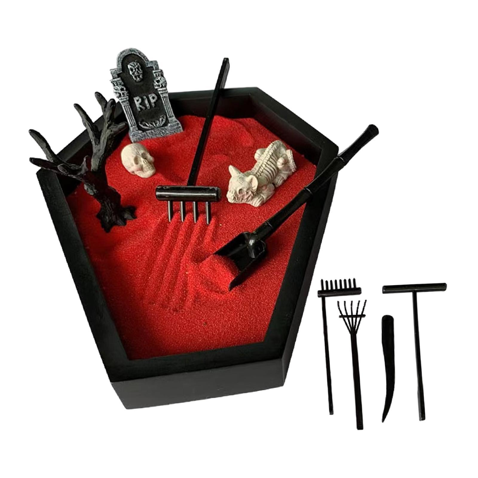 Tray Garden with Sand Spooky Goth Halloween Decor for Tables Desk Home