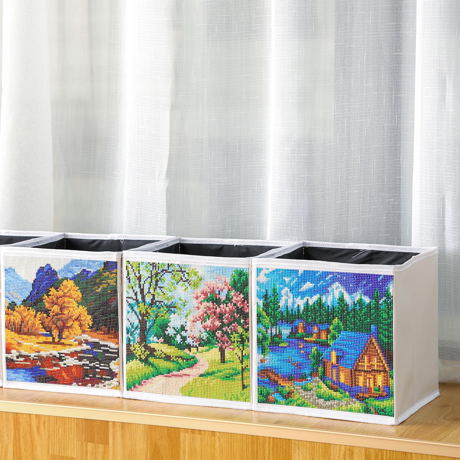 Hộp lưu trữ tranh thủ công kim cương tự làm, cất đồ đạc, quần áo, đồ chơi