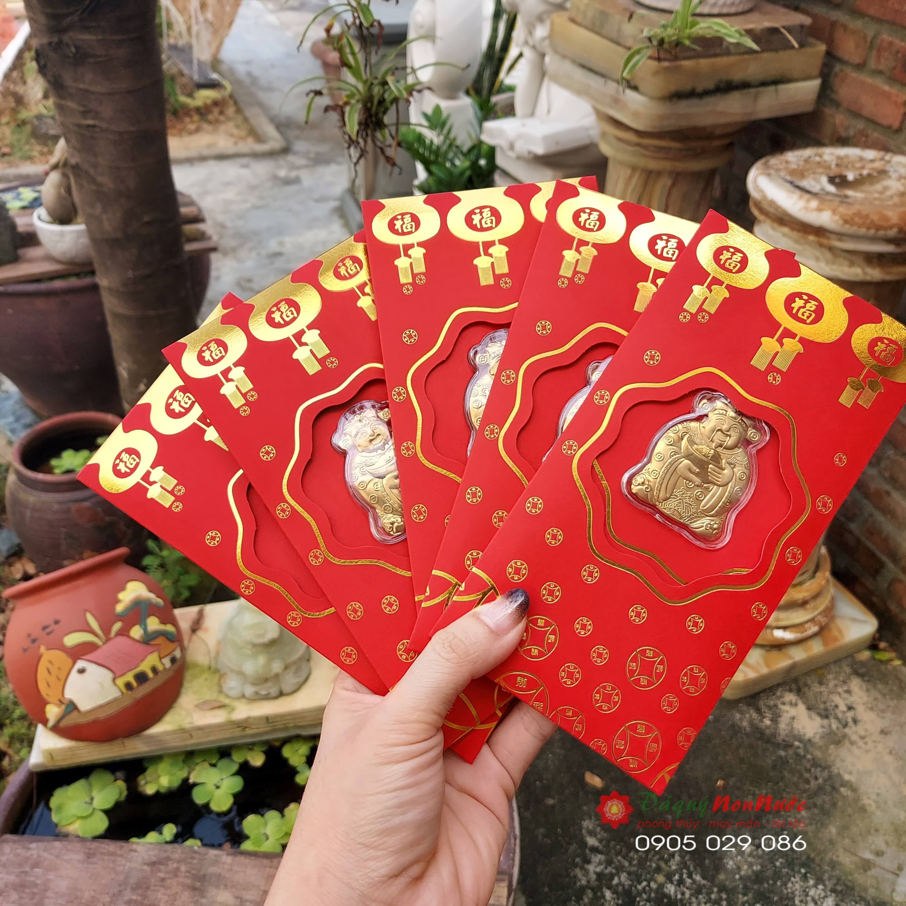 Bao lì xì Thần tài may mắn mạ vàng