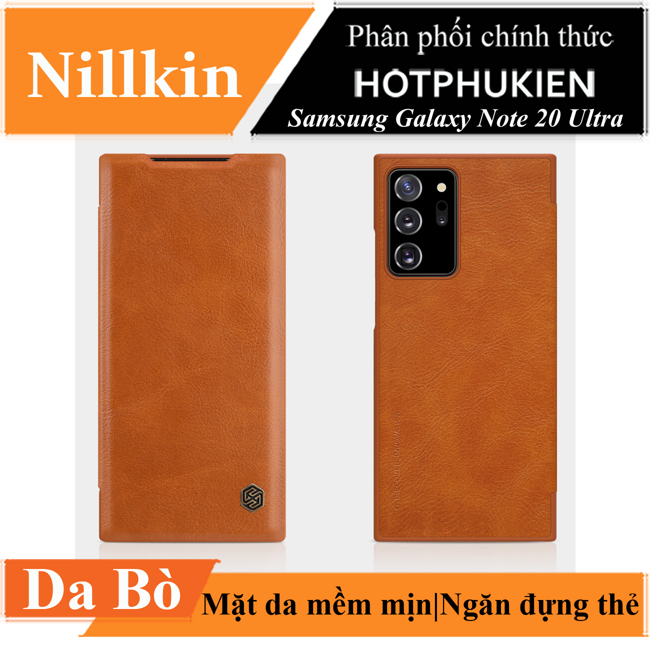 Case Bao Da Leather Chống Sốc Cho Samsung Galaxy Note 20 Ultra Hiệu Nillkin Qin Chất Liệu Da Cao Cấp, Có Ngăn Đựng Thẻ, Mặt Da Siêu Mềm Mịn - Hàng Nhập Khẩu - Nâu