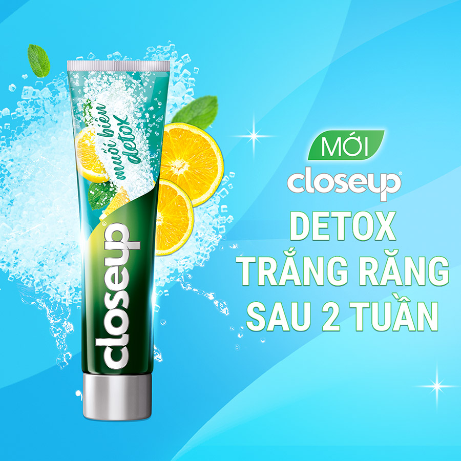 Combo 3 Kem đánh răng Closeup Trắng Răng Tự Nhiên Muối Biển Detox 230 g