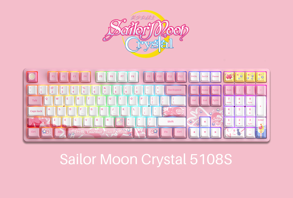 Bàn Phím Cơ Máy Tính Có Dây - AKKO 5108S Sailor Moon Crystal| Foam Tiêu Âm| LED RGB| AKKO CS Jelly Pink Switch| Chuyên Game| Hàng Chính Hãng