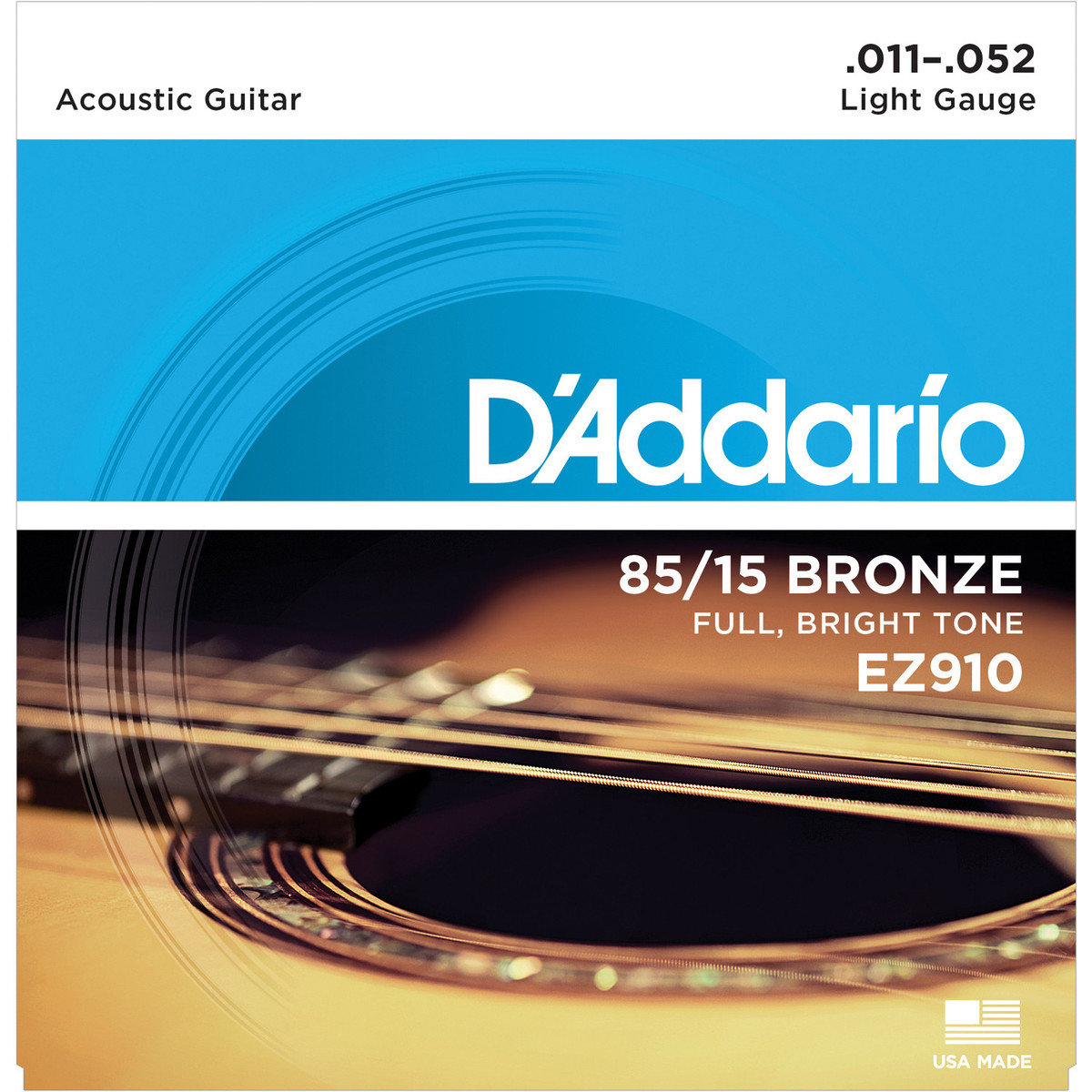 D'Addario EZ910 - Bộ Dây Đàn Guitar Acoustic Cỡ 11 (.011-.052) Chính Hãng (85/15 Bronze Strings Ghi-ta) - Kèm Móng Gảy DreamMaker