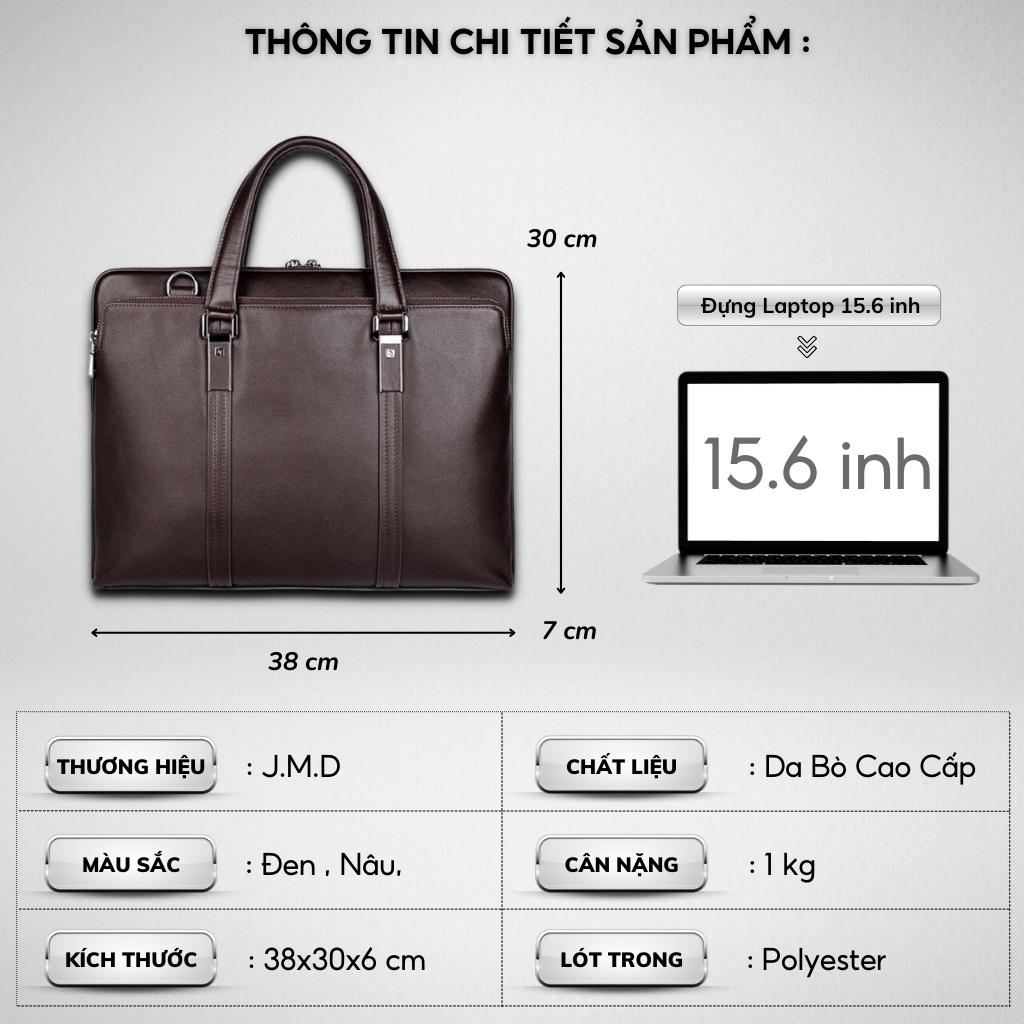 Cặp Văn Phòng - Cặp Da Công Sở Cao Cấp J.M.D ,Chất liệu Da Bò Thật ,Đựng Laptop 14inh,Chống nước,Vệ sinh dễ dàng-