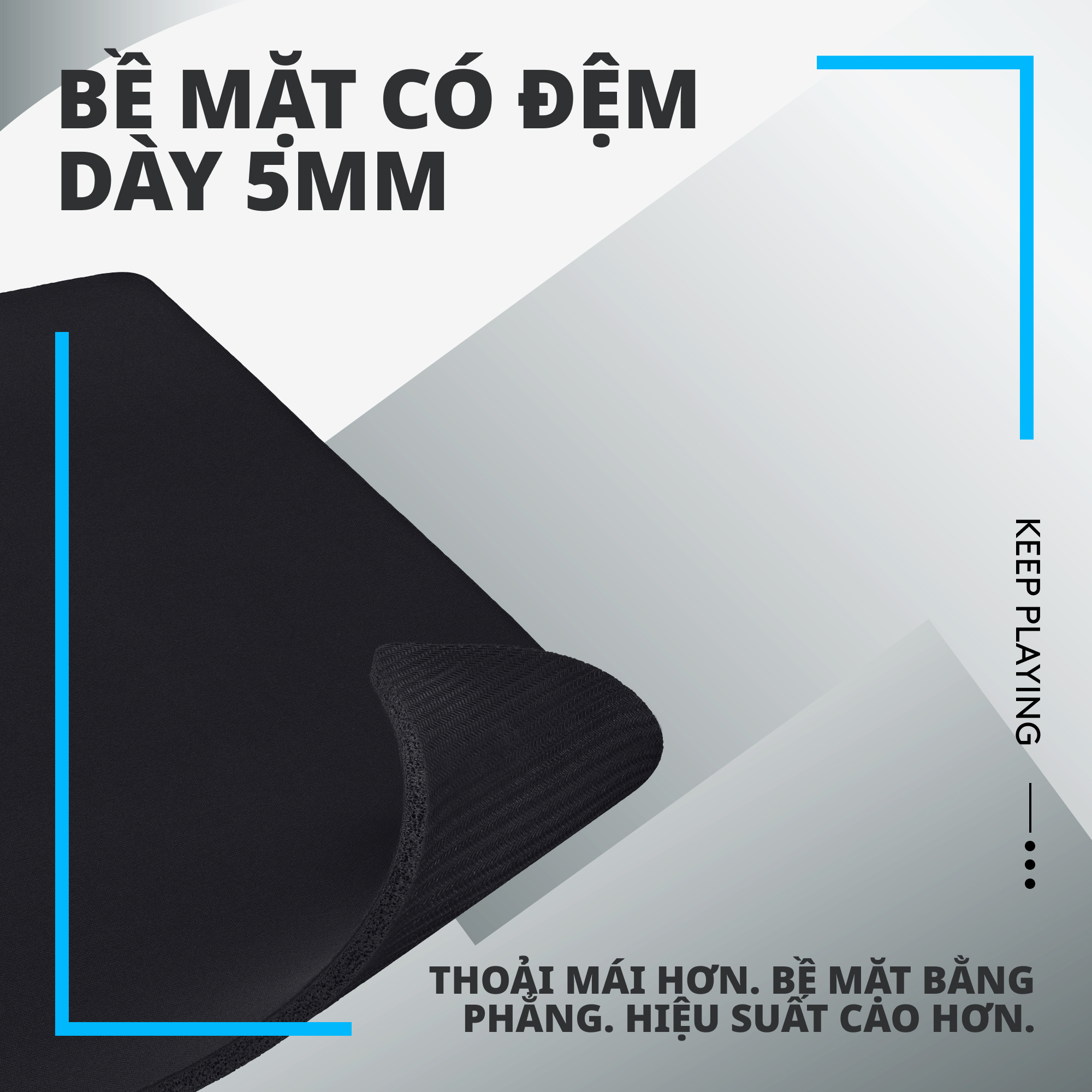 Bàn di chuột game Logitech G740 tấm lót chuột chơi game bằng vải, tối ưu cho chơi game, ma sát, chống trượt kích thước 460 x 400 x 3 mm , cho Mac và PC - Hàng Chính Hãng