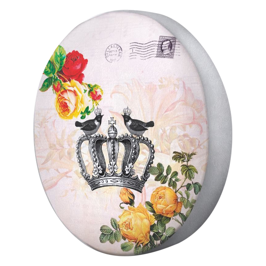 Gối tròn vương miện và chim - GOVT021