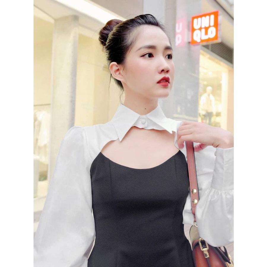 Áo Peplum Cổ Sơ Mi