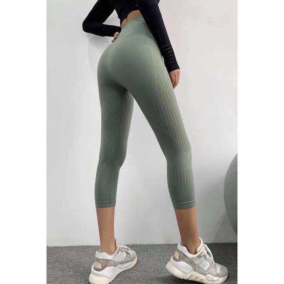 Quần Tập Gym Nữ [LEGGING] Naqi Lửng Lưới [ĐỒ TẬP GYM NỮ]