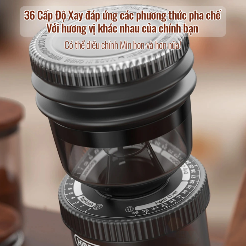 Máy xay hạt cà phê chuyên nghiệp Single Dose, tích hợp 36 chế độ xay. Thương hiệu Mỹ cao cấp HiBREW-G5A. HÀNG CHÍNH HÃNG