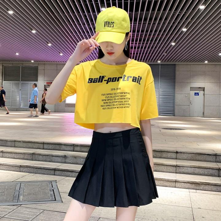 Áo croptop Goness nữ cổ tròn vải cotton co giãn thoáng mát croptop ngắn tay thun đẹp AP001