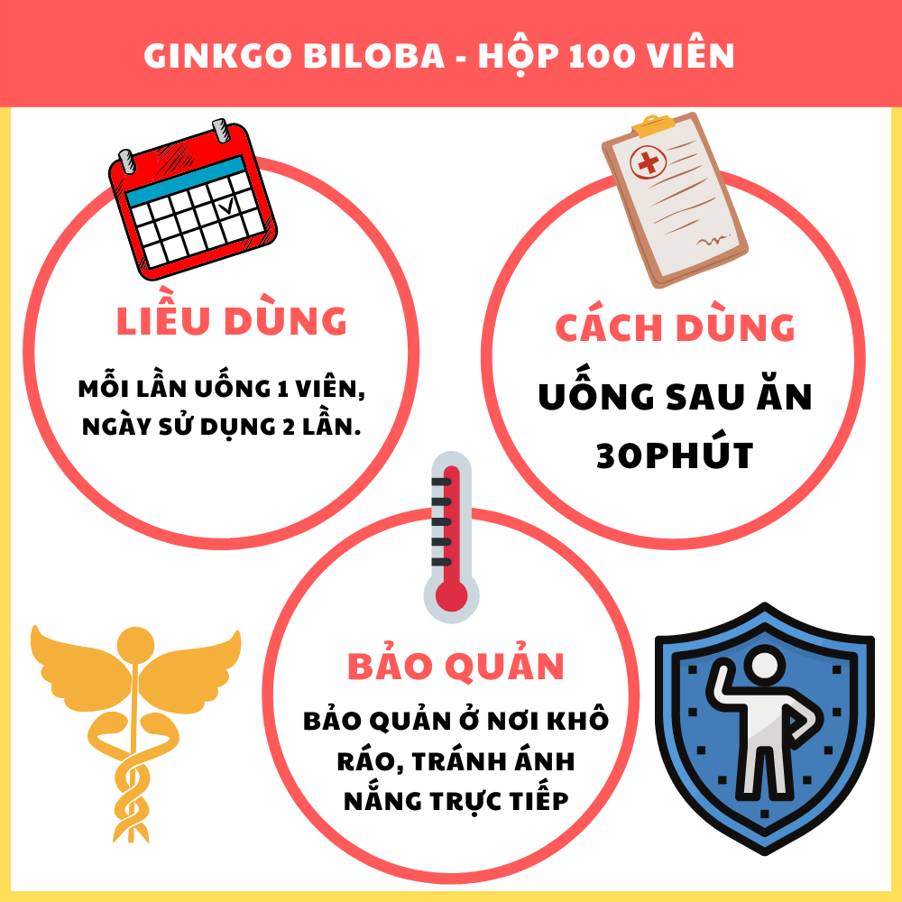 GINKGO BILOBA - Viên uống hỗ trợ chức năng não bộ, Giúp tăng cường lưu thông máu não, Giúp an thần, hỗ trợ điều trị rối loạn giấc ngủ