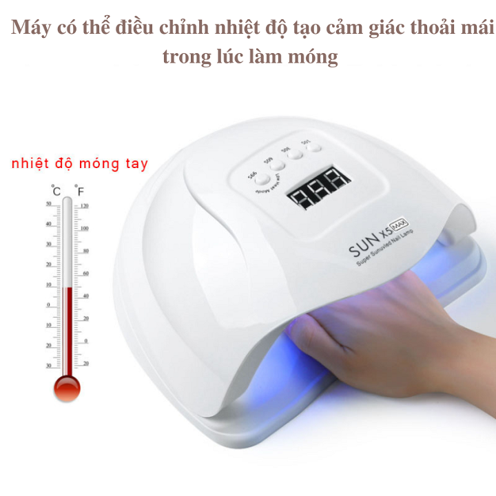 Máy Hơ gel Sấy Khô Móng Tay Chân Làm Khô Gel Sơn Nhanh Chóng Sun 5X Max Công Suất 180W có chế độ tự động cảm biến