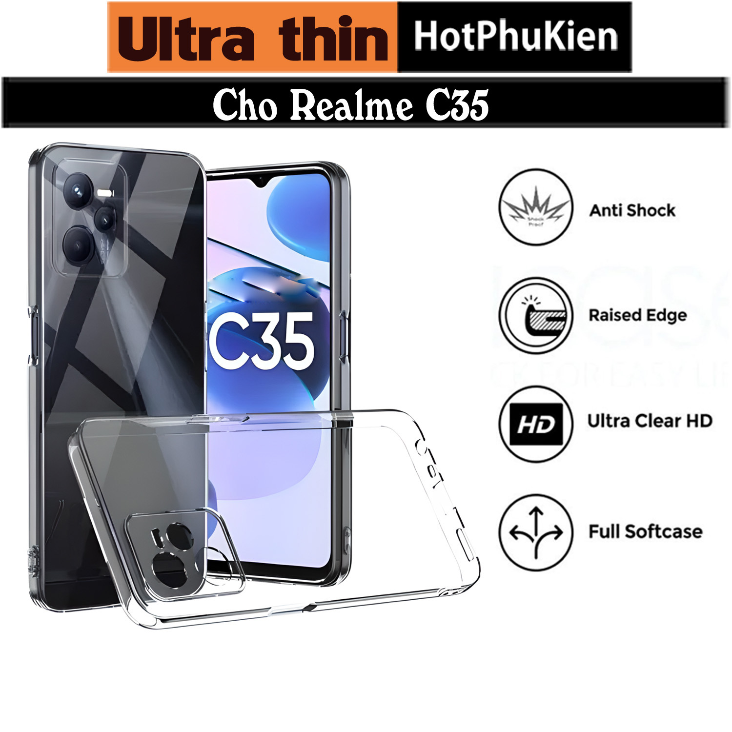 Ốp lưng silicon dẻo cho Oppo Realme C35 hiệu Ultra Thin trong suốt mỏng 0.6mm độ trong tuyệt đối chống trầy xước - Hàng nhập khẩu