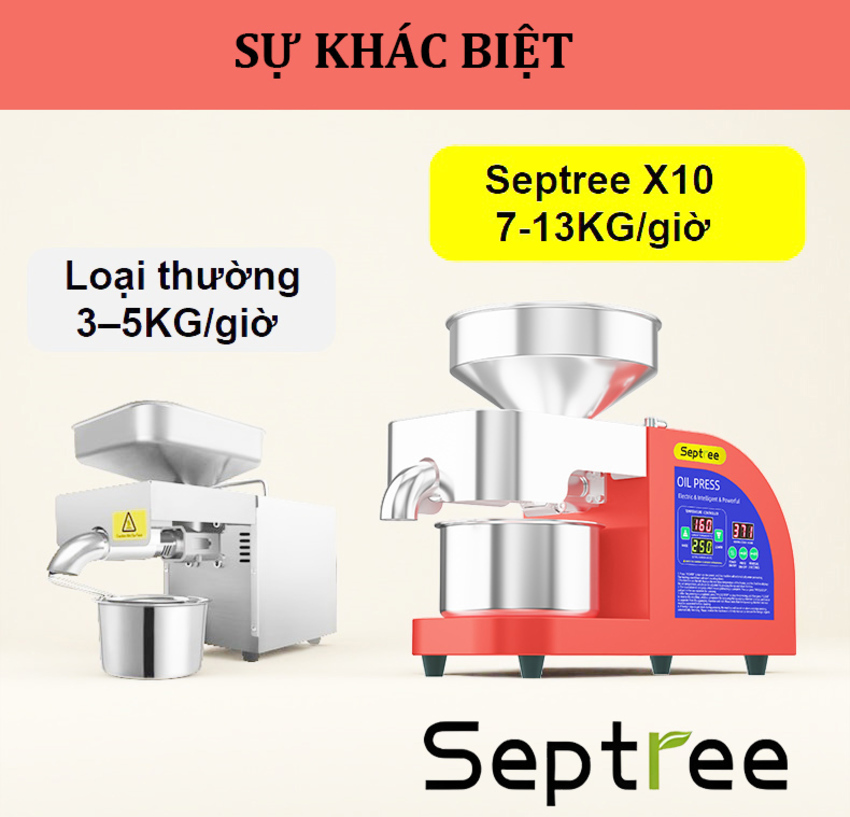 Máy ép dầu ăn thực vật chuyên nghiệp nâng cấp hoàn toàn mới thương hiệu Mỹ cao cấp Septree X10 1400W - Hàng nhập khẩu (BH 1 NĂM)