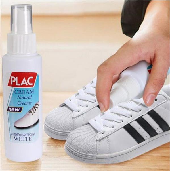 Chai xịt tẩy trắng giày dép túi xách Plac - đầu cọ bàn chải hiệu quả (100ml)