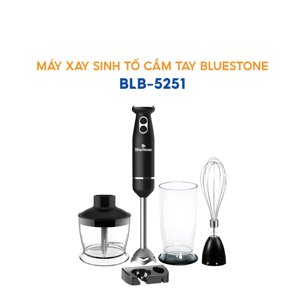 Máy Xay Sinh Tố Cầm Tay Đa Năng BlueStone BLB-5251, Xay sinh tố, cháo, thịt, đánh trứng, Công Suất 600W, Hàng Chính Hãng