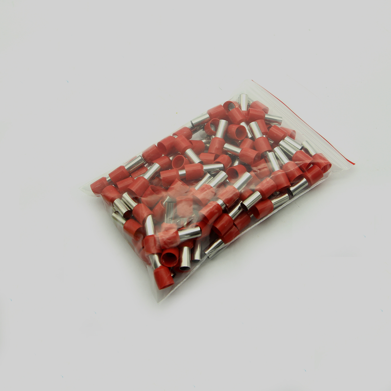 Túi 100 đầu cos pin rỗng E1612 bọc nhựa đỏ