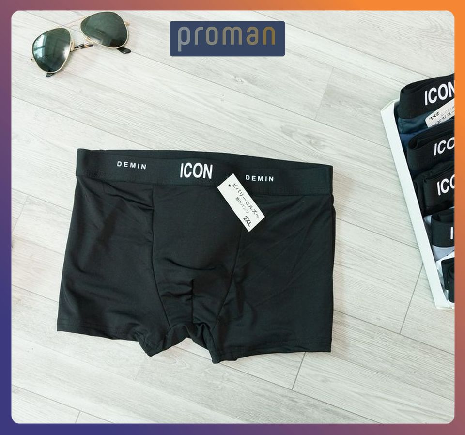 Quần lót nam thun lạnh Boxer ICON Denim, Quần sịp nam thun lạnh cạp to siêu cấp SI01 (che tên) - PROMAN