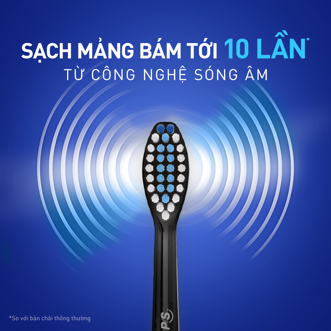 Bàn Chải Điện P/S S100 PRO Trắng Răng Công Nghệ Sóng Âm Đen Nhám Chải Sạch Mảng Bám Tới 10X 1 Bộ