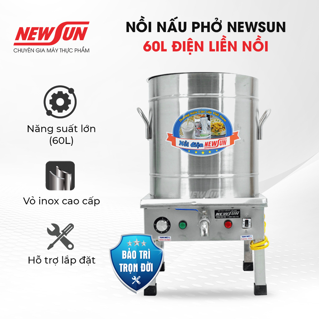 Nồi Nấu Phở Điện Liền Nồi NEWSUN 60L - Hàng chính hãng