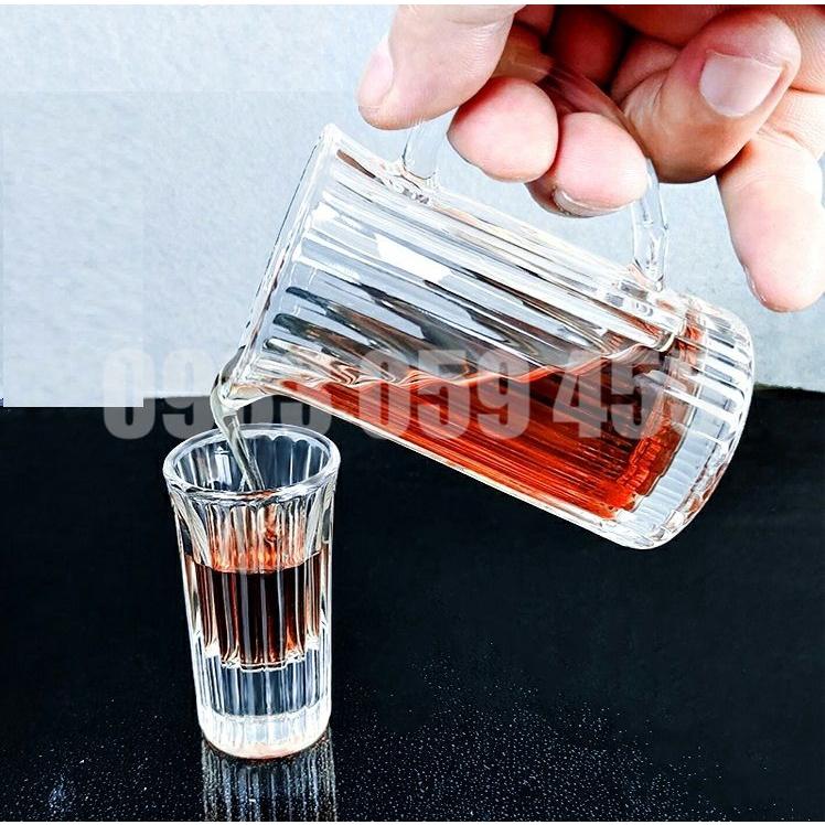 Bộ 6 ly uống rượu shot đế dày, cốc thủy tinh uống rượu mạnh wine glass