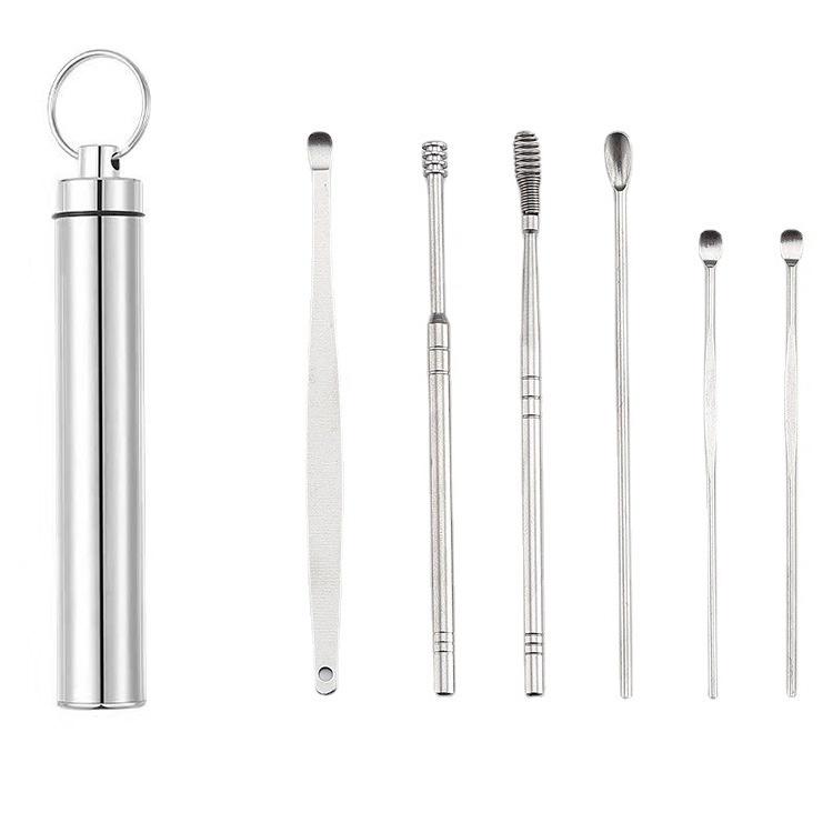 Bộ Dụng Cụ Lấy Ráy Tai, Massage tai Inox 6 Món DUASHOP