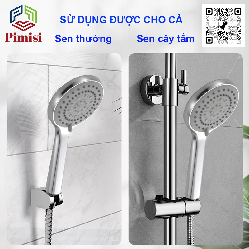 Bát Sen Tắm Chịu Nhiệt 5 Chế Độ Pimisi PBS-503 Tăng Áp Nhẹ Cho Vòi Tắm Hoa Sen Nóng Lạnh Với Tay Sen Bằng Nhựa Cao Cấp Mạ Xi Inox Sáng Bóng Kiểu Tròn To - Ổn Định Nhiệt Độ Theo Công Nghệ Đầu Phun Cao Su Massage Dạng Phun Mưa Tiết Kiệm Nước | Chính Hãng