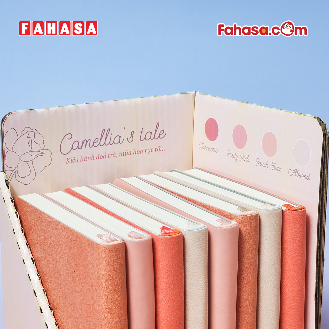 Sổ Da Bìa Cứng Camellia A6 - Kẻ Ngang - 120 Trang 100gsm - The Sun - Pretty Pink