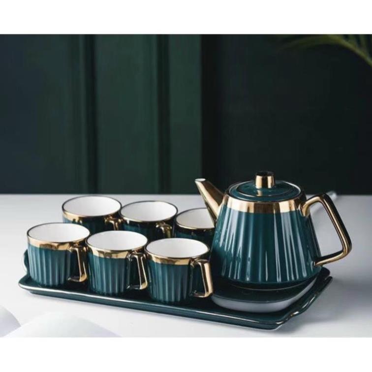 Bộ trà khay sứ phong cách kiểu cổ điển
