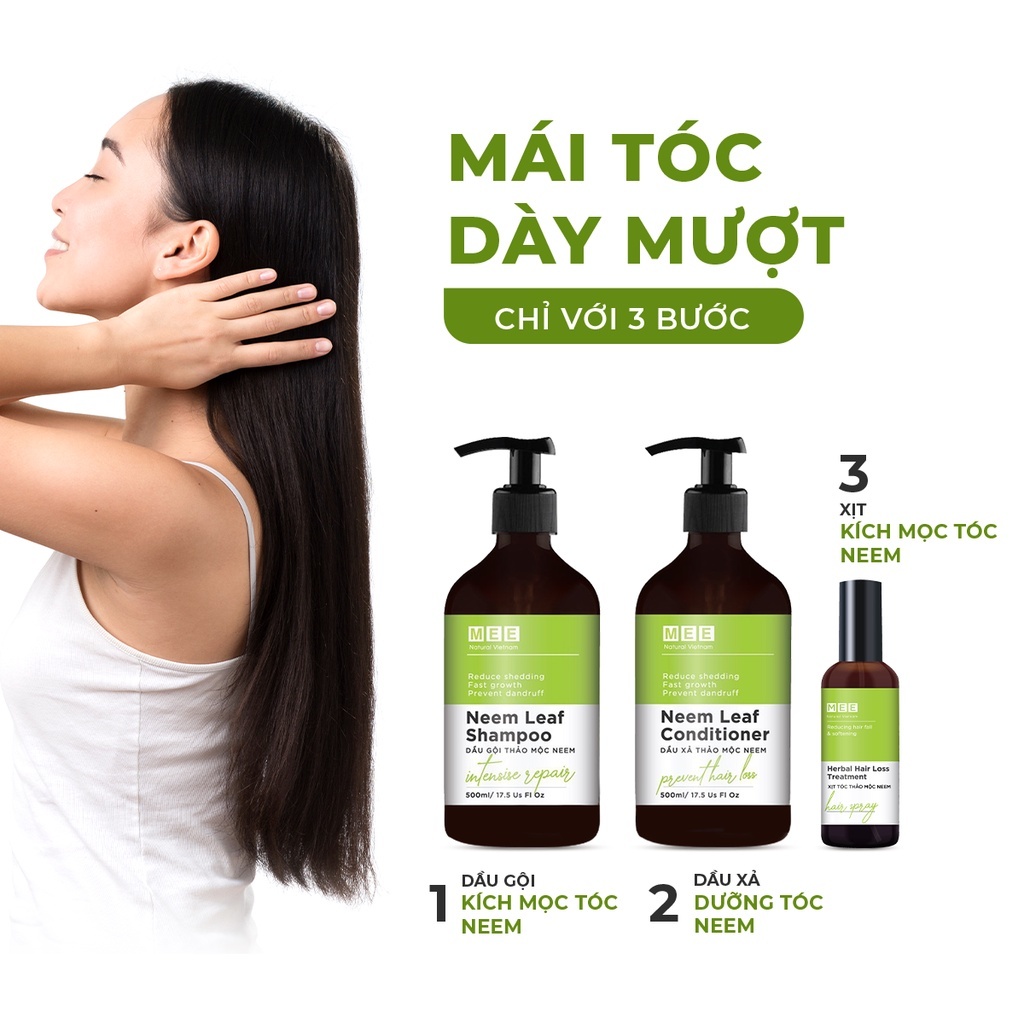 Dầu gội đầu thảo mộc Làm sạch da đầu, kích mọc tóc Mee Natural Shampoo 500ml