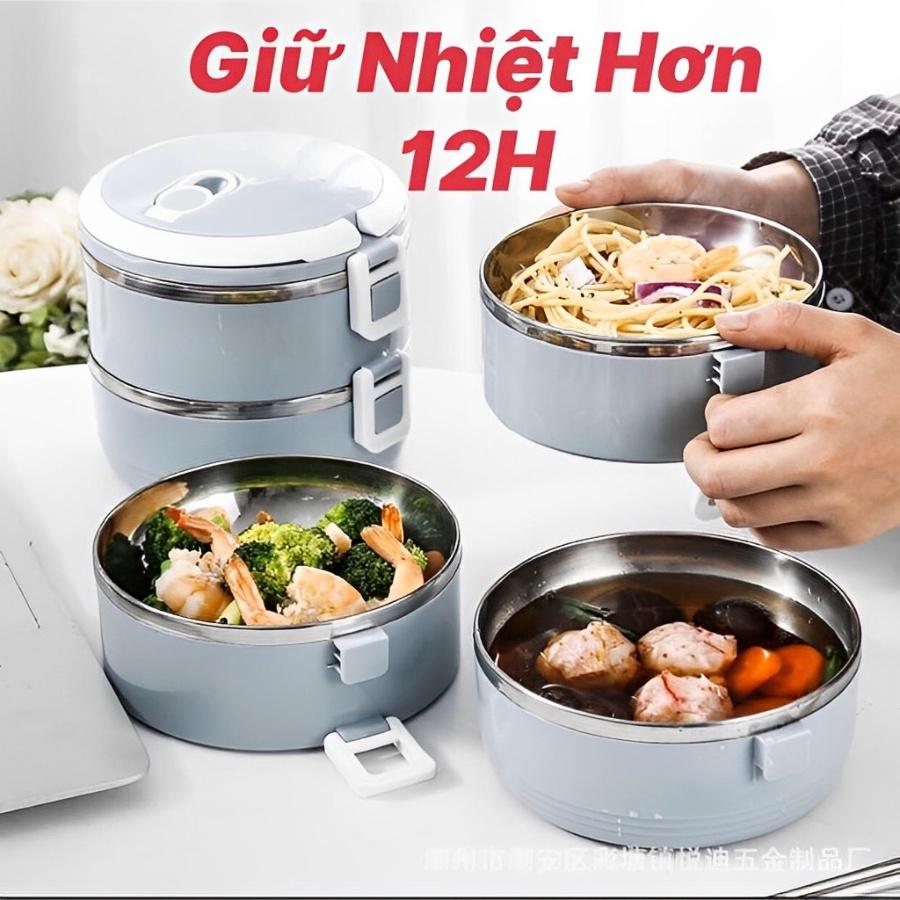 Hộp Cơm Giữ Nhiệt Đa Năng 4 Tầng Lúa Mạch - Cạp Lồng giữ nhiệt 4 tầng chống tràn