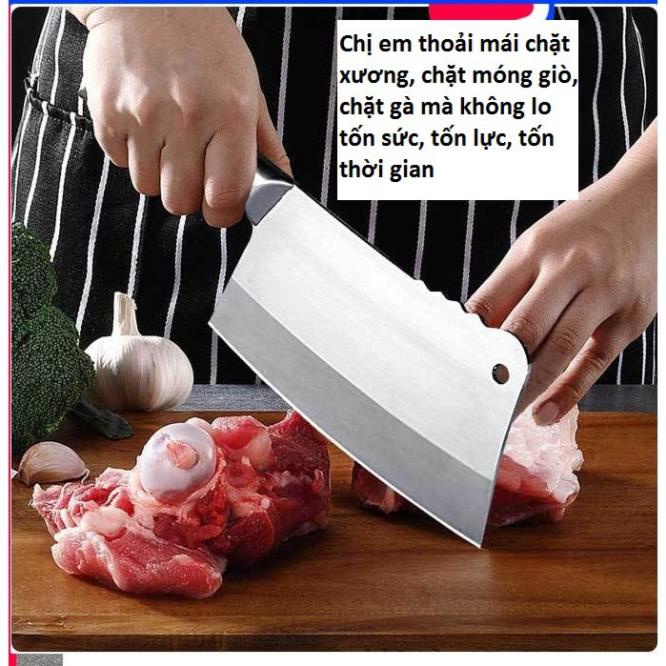 Dao chặt xương chặt gà vịt băm thịt inox cao cấp sắc bén dễ vệ sinh