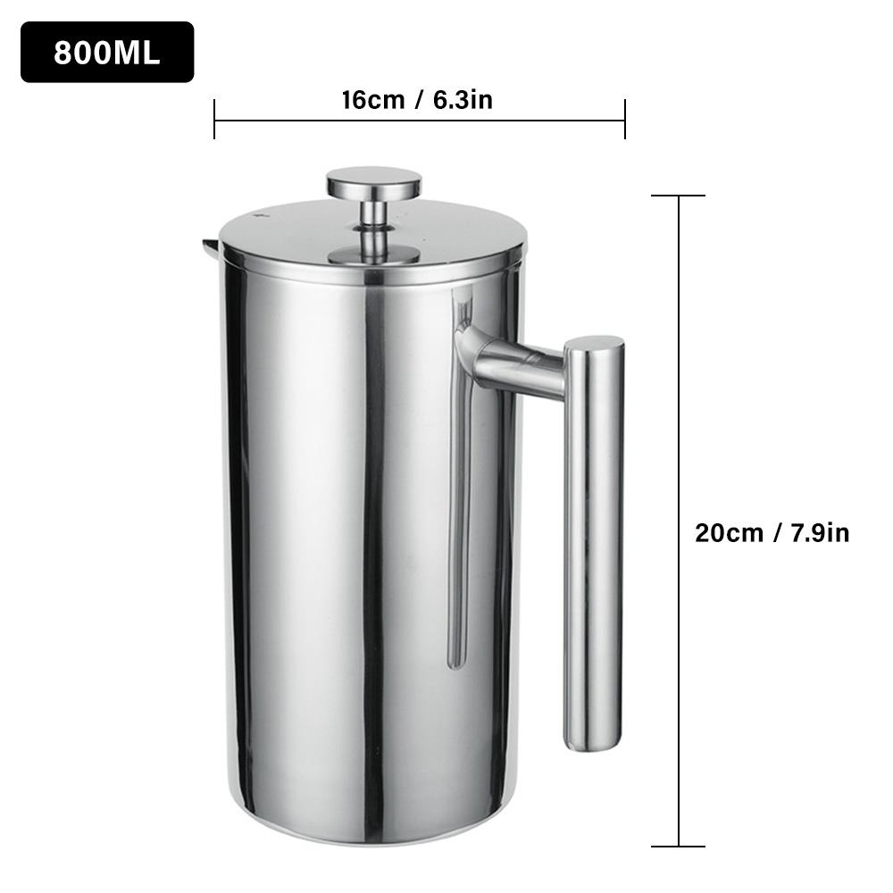Máy Ép Cà Phê Bằng Thép Không Gỉ 800Ml 3 Bộ Lọc Chống Bỏng Chống Gỉ