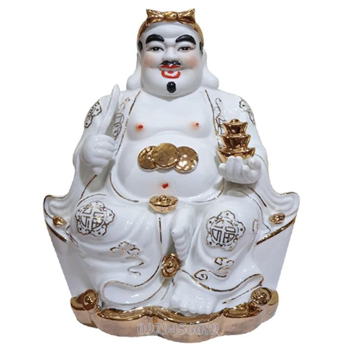 Cặp tượng thần tài ông địa sứ trắng 9 inch - M2.3