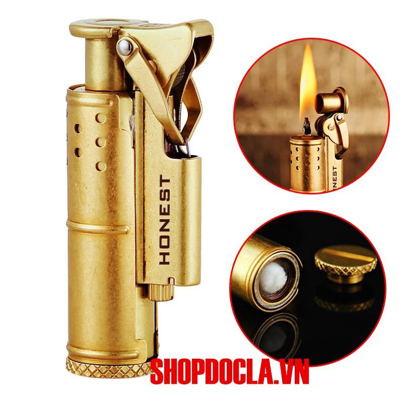 Bật lửa xăng đá Promise BNC005 bằng đồng nguyên chất ( Mầu Đồng )