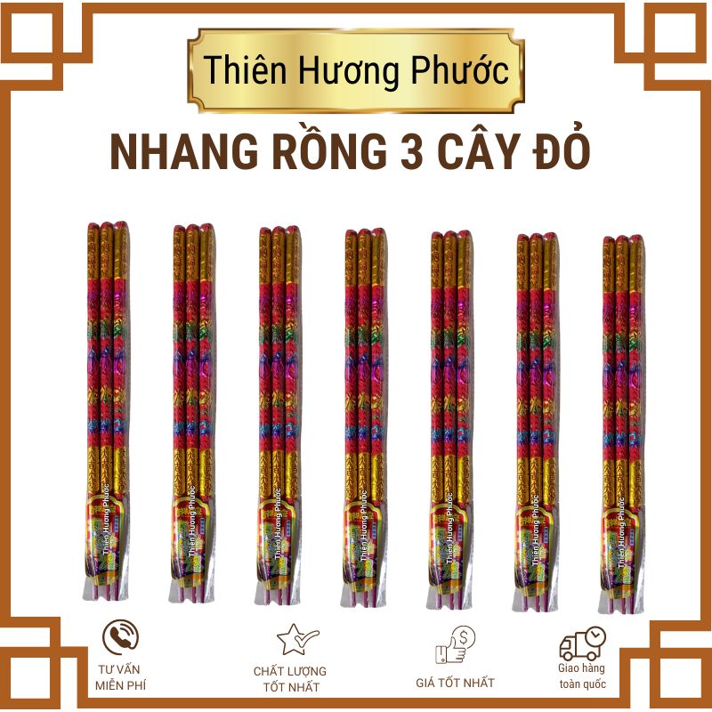 Nhang rồng 3 cây màu vàng TQ 40cm