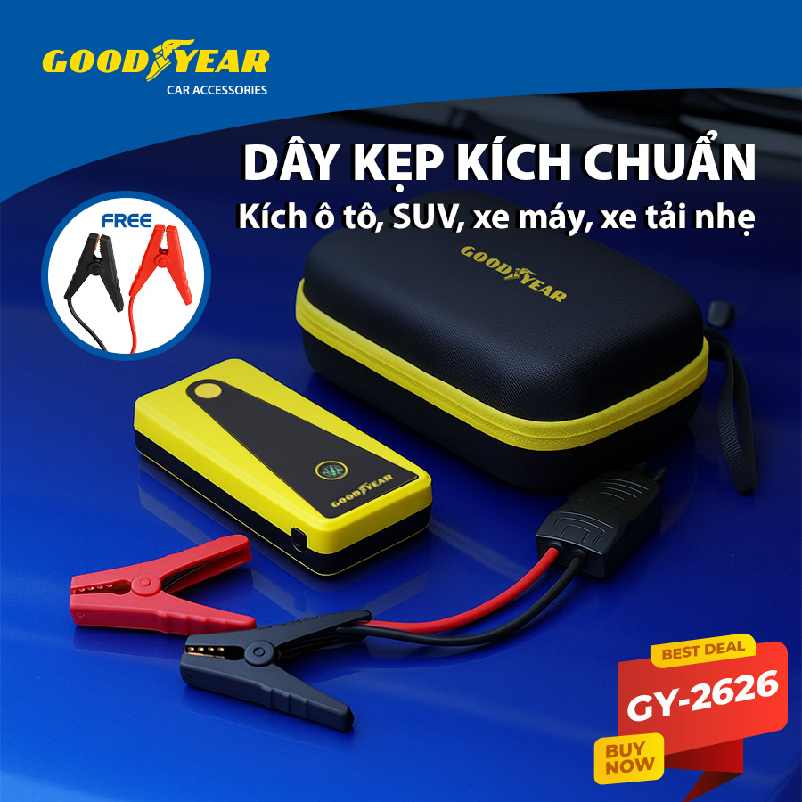 Bộ Kích Bình Cho Xe Hơi 400A GOODYEAR GY-2626 Đa Chức Năng Sạc Dự Phòng 6400mAh Đèn LED Khẩn Cấp Tích Hợp La Bàn - Hàng Chính Hãng
