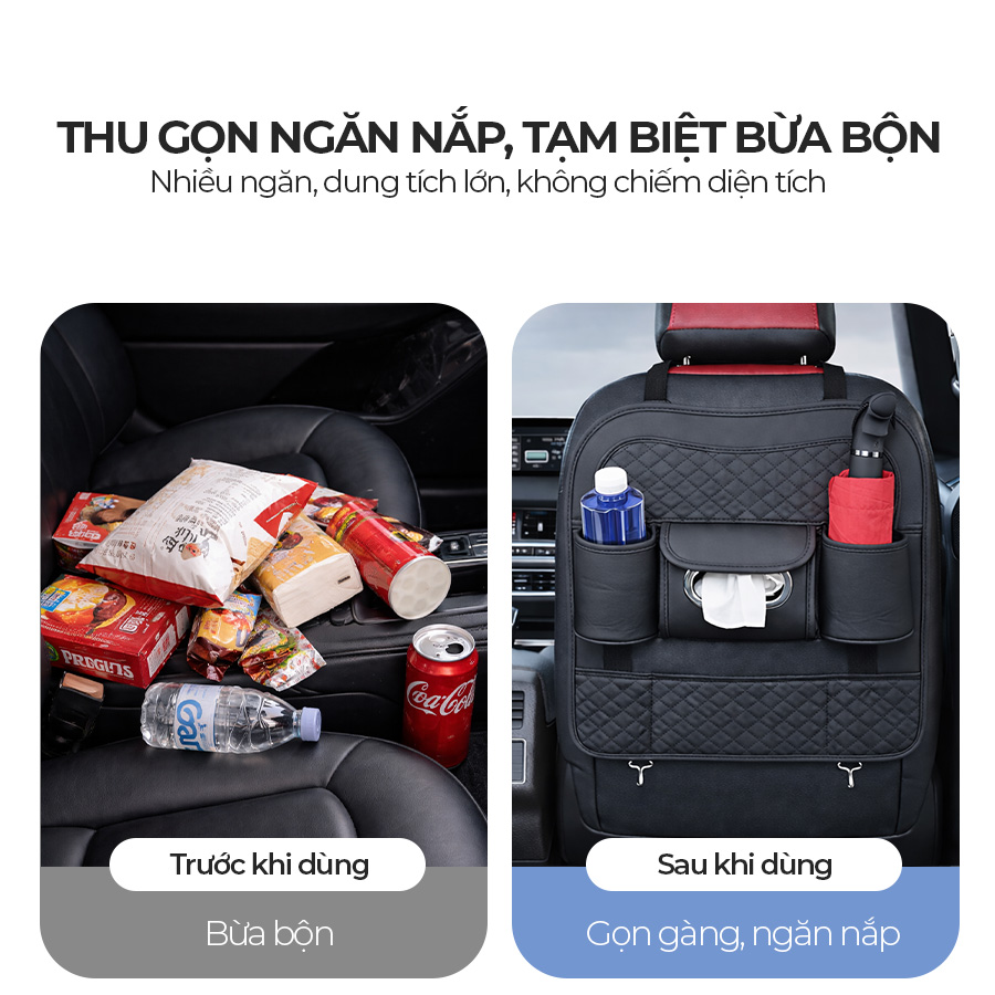 Túi Đựng Đồ Xe Hơi Đa Năng Sau Ghế Ô Tô CIND CD-N011 Da PU Màu Đen - Nhập Khẩu Chính Hãng