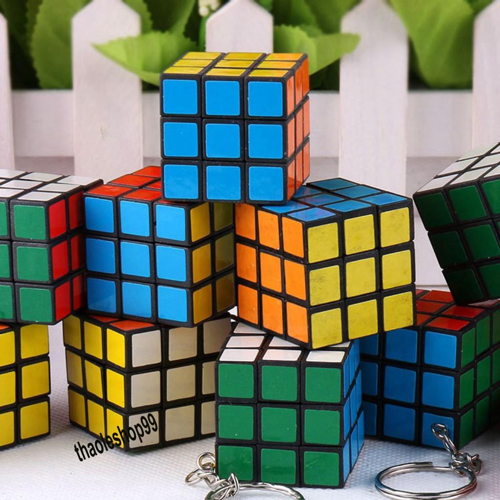 Móc khóa rubik 3*3cm-Móc Khóa Rubik 3x3 Xoay Được Khối Lập Phương Rubik 3 Tầng Keychain-Móc khóa rubik vuông 3x3 độc đáo