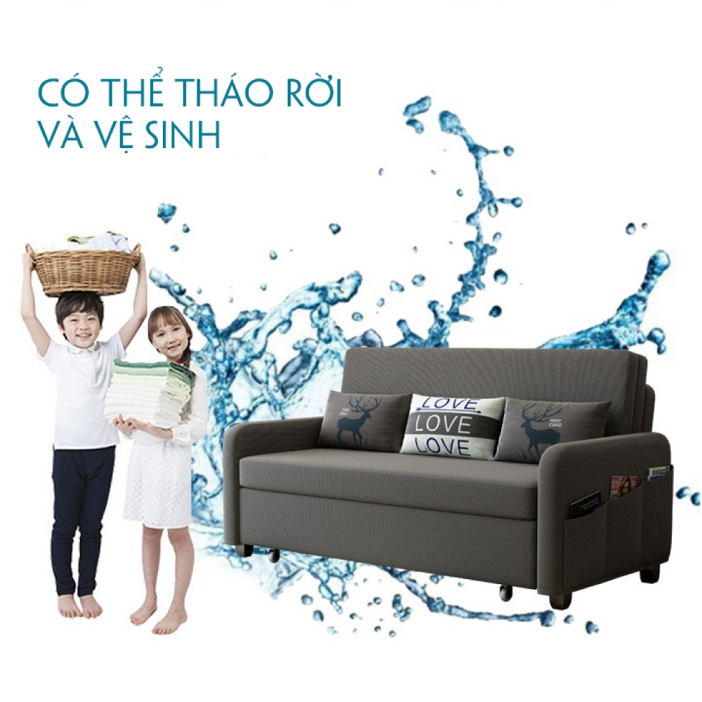 Sofa giường thông minh, A2671 dài 192cm x rộng 190cm x cao 38cm, giường khung thép có ngăn chứa đồ phía dưới, đệm bọt biển cao cấp có thể tháo rời, giường sofa đa năng tặng kèm 3 gối