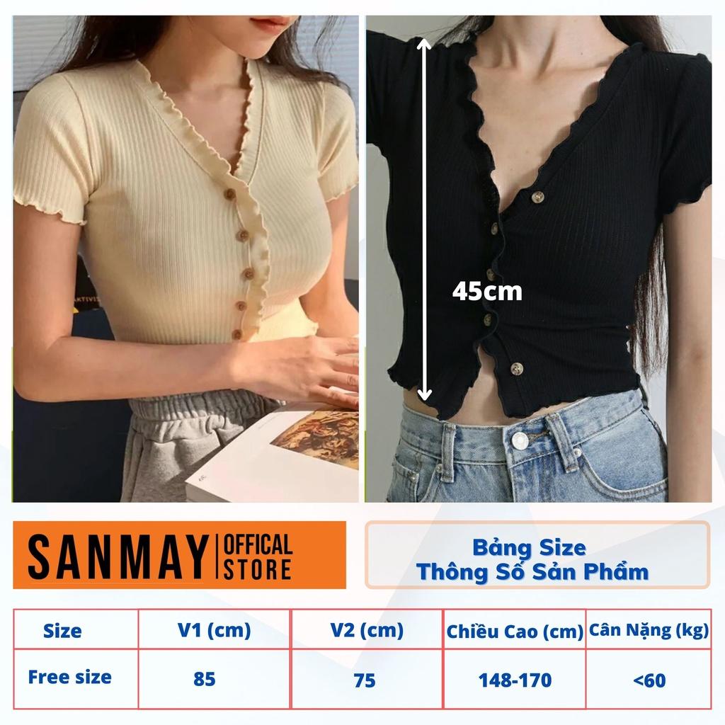 Áo Kiểu Croptop Nữ SANMAY Áo Croptop tay ngắn Ôm body Ulzzang Bánh Bèo Hàn Quốc AO037